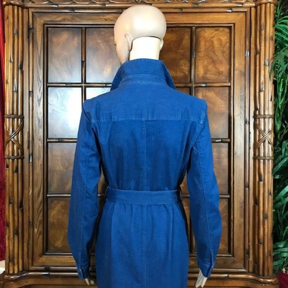 NWOT G.I.L.I. Mid Wash Stretch Cotton Denim Snap Front Belted Shirtdress - Picture 7 of 16
